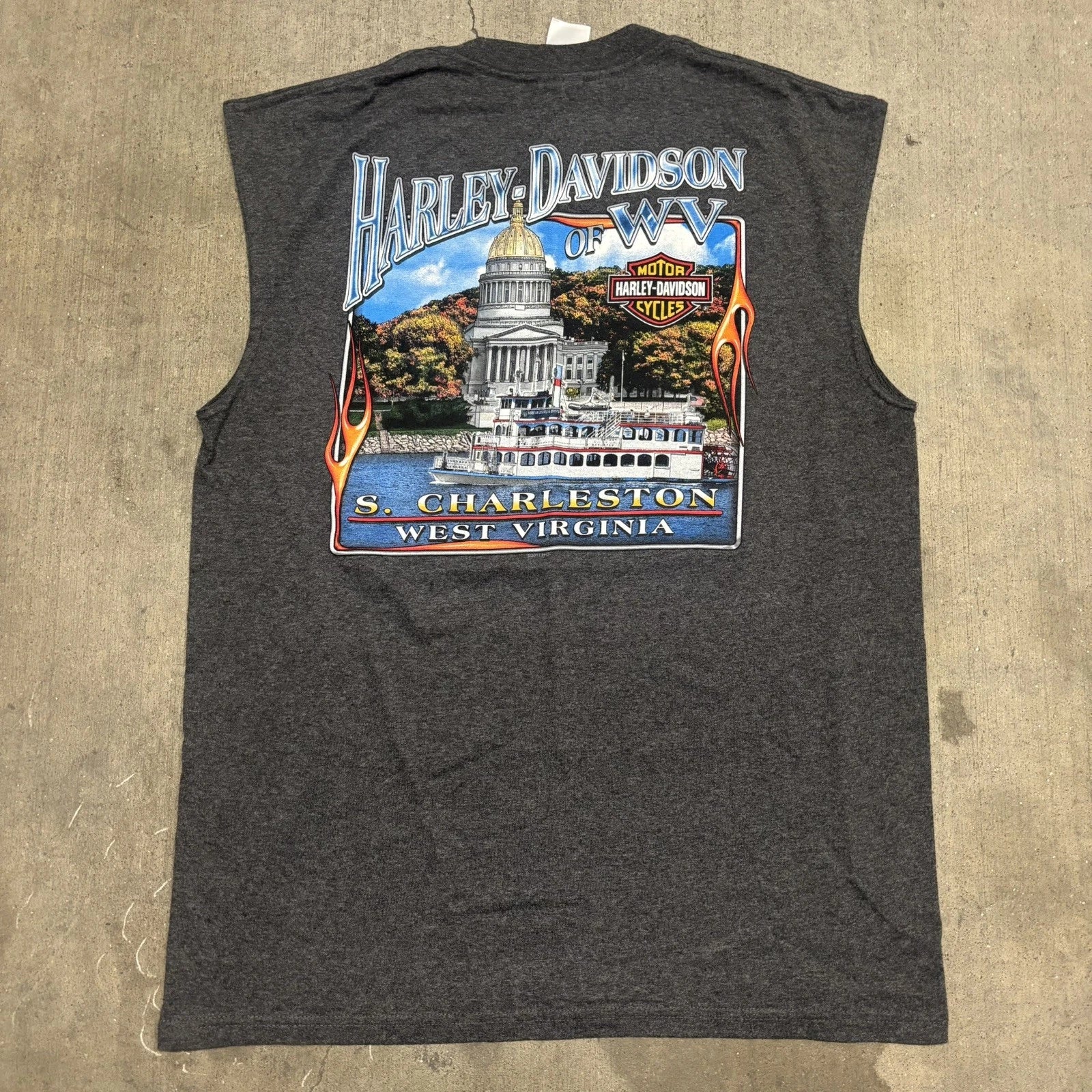 Men’s Harley Davidson Gray Grey Tank Top Sz S Charleston West Virginia WV