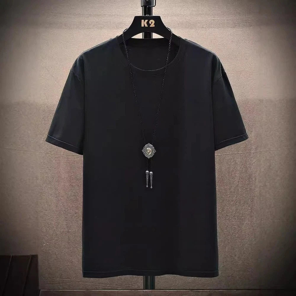 Men's Polyester Black Casual Loose Printed T Shirt Suitable for Various Use