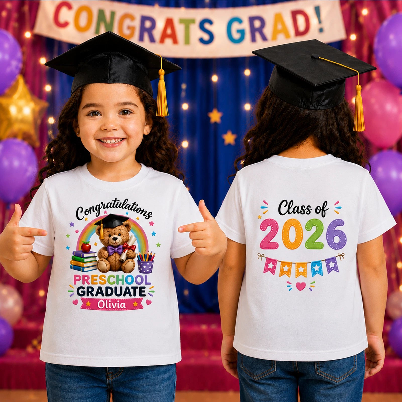Personalised Preschool Graduate T Shirt, Class of 2026 Graduation Gift