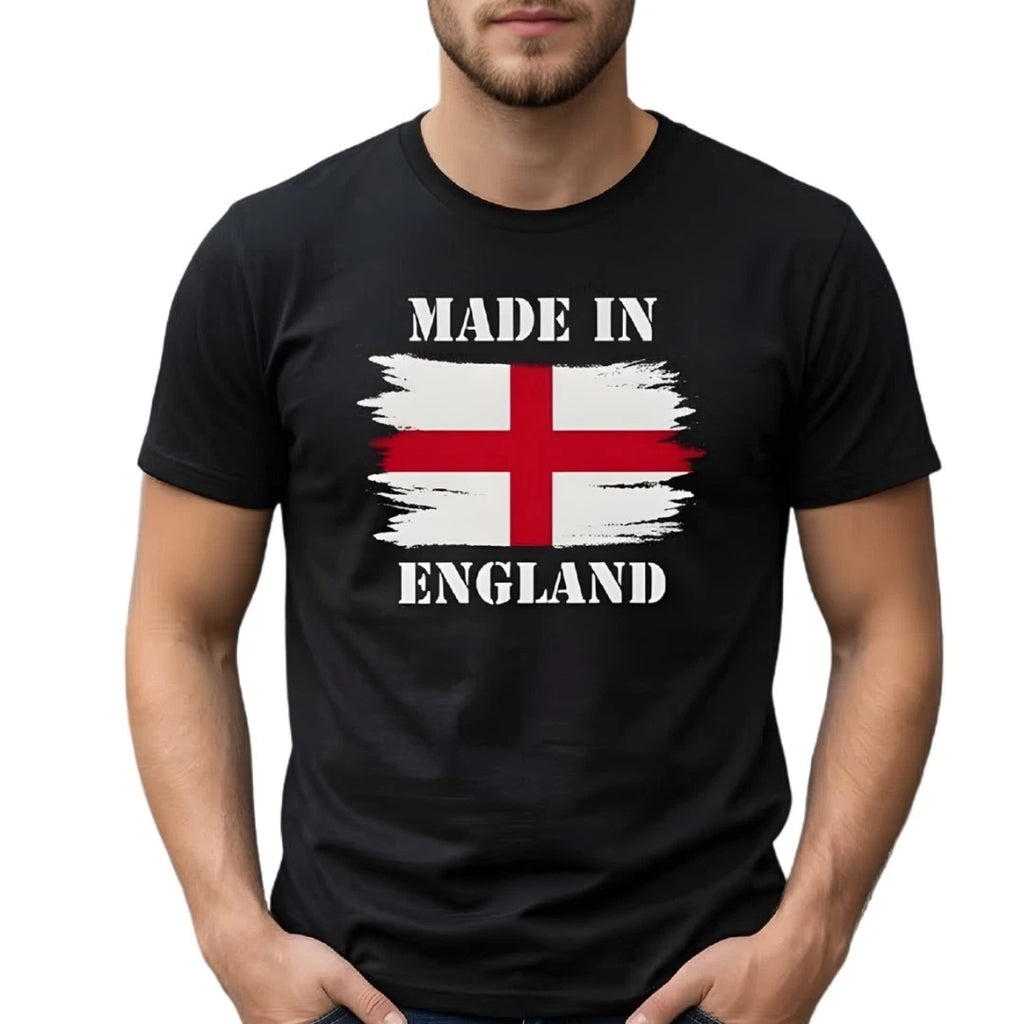Men's England Flag T-Shirt Made in England St George Cross Graphic Tee Patrio