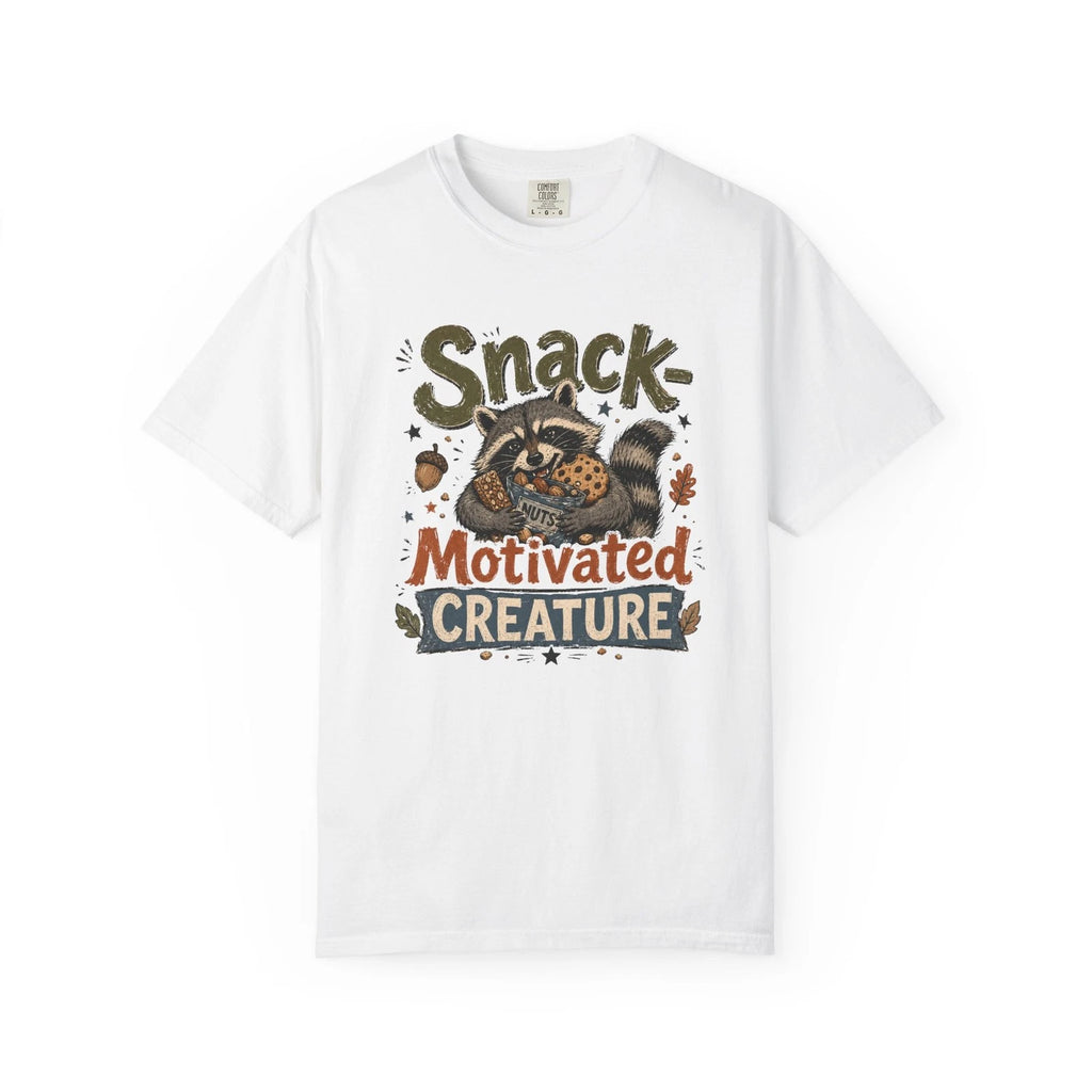 Snack Motivated Creature T-shirt | Raccoon Cookie Illustration