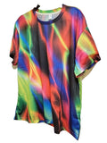 Men's Printed T-Shirt 3XL Short Sleeve Polyester Casual Rainbow Lightning Print
