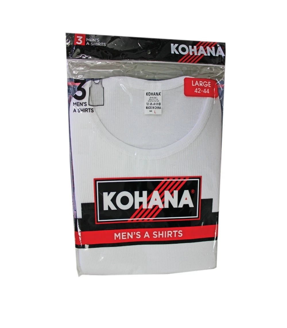 Mens a shirts white 3-Pack. Machine wash no bleach  tumble dry.