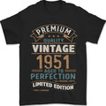 Premium Vintage 75th Birthday 1951 Mens T-Shirt 100% Cotton