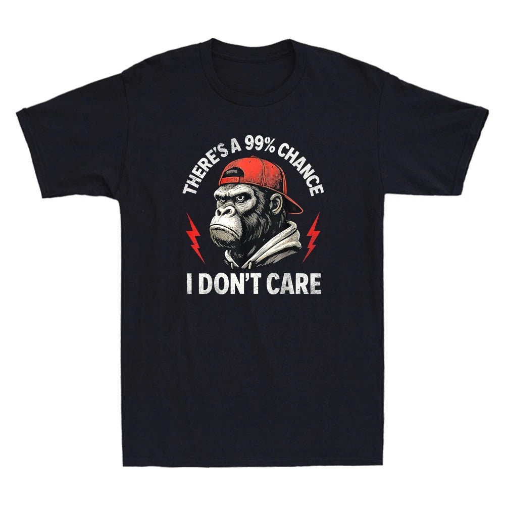 There's A 99% Percent Chance I Don't Care Funny Monkey With Hat Men's T-Shirt