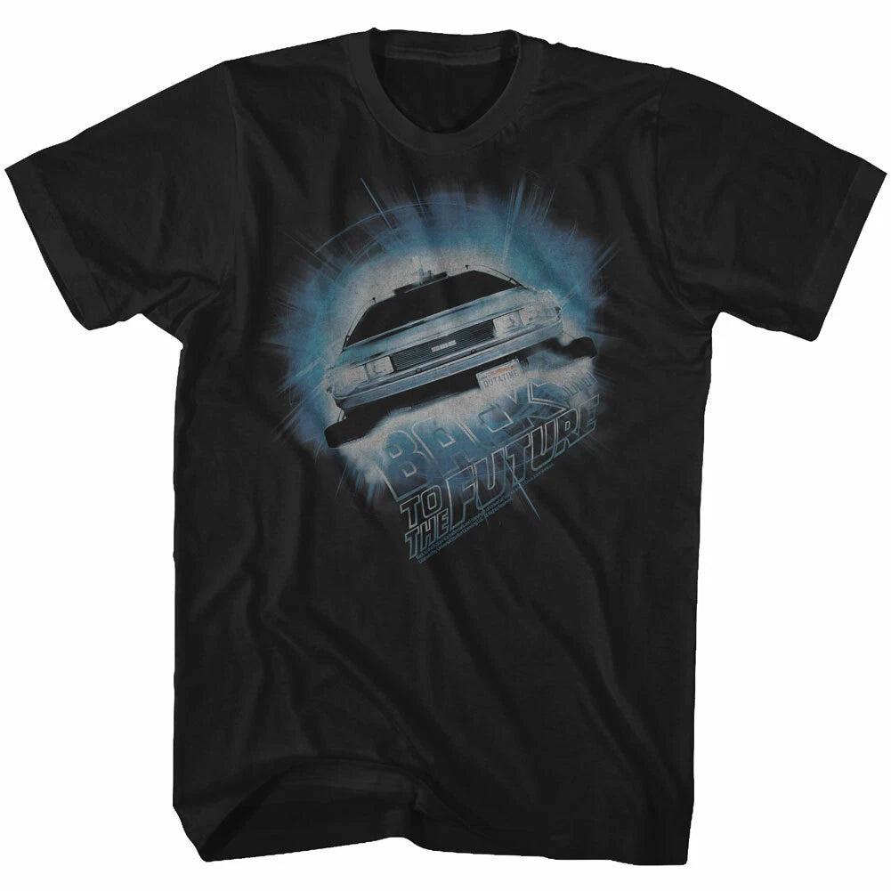 Back To The Future Movie DeLorean Flying Through Time Portal Men's T Shirt