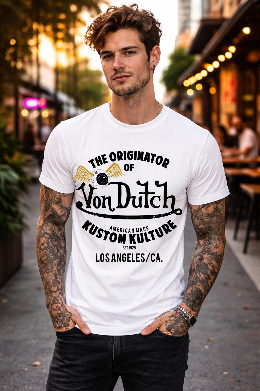 Von Dutch T-Shirt Legendary Gas Oil Graphic Tee Vintage Style Biker Streetwear