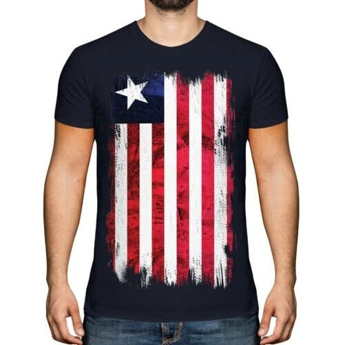 Liberia Grunge Flag Mens T-Shirt Liberian Football Jersey Gift