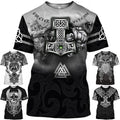 Viking Tattoo Art Vintage 3D Print Womens Mens Casual Short Sleeve T-Shirt Tops