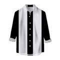 Men's Stripes Shirt Casual Slim Printed Shirts Long Sleeve Button Tops Blouse