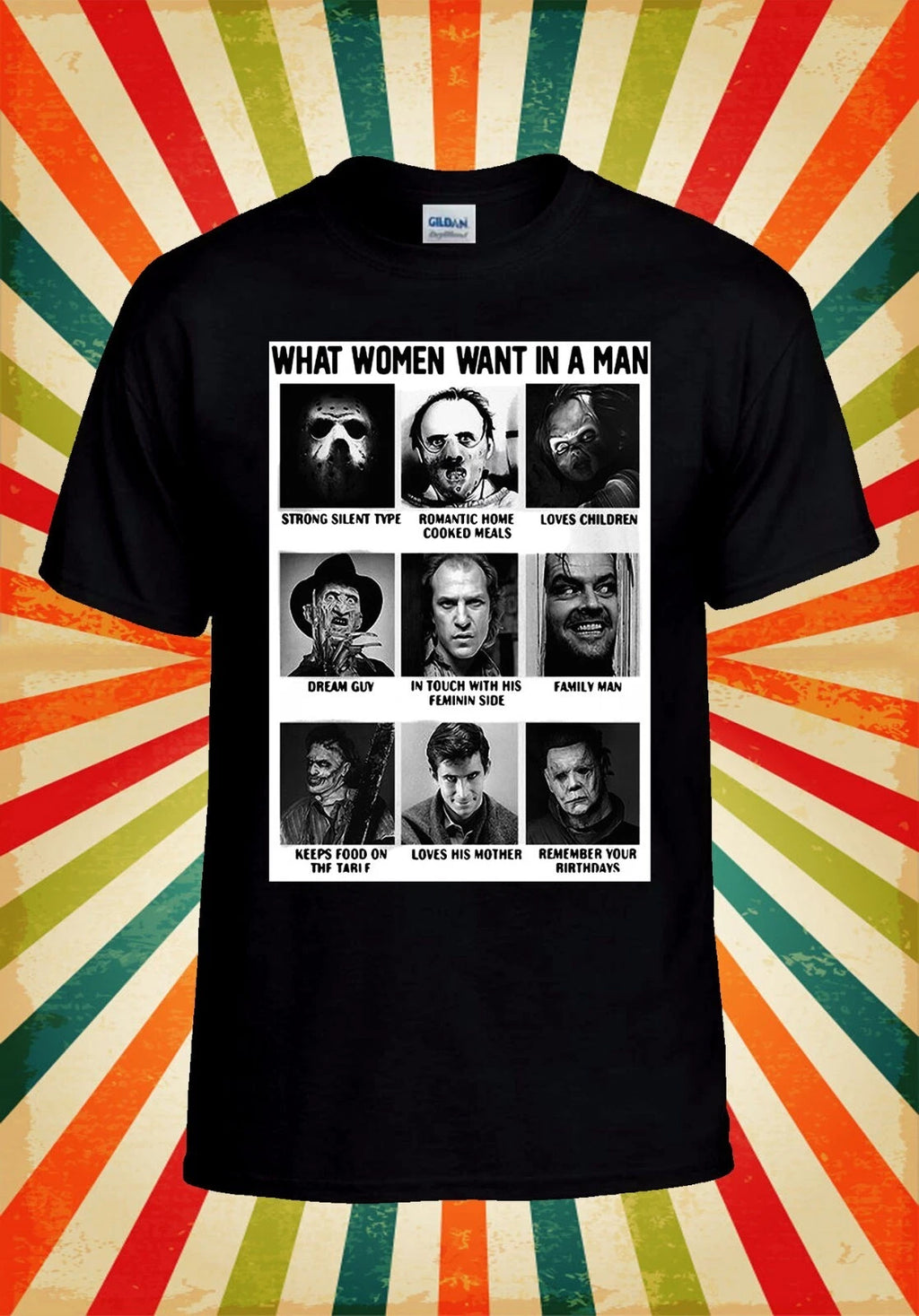 What Women Want In A Man Chart Horror Men Women Unisex Baseball T Shirt Top 3142
