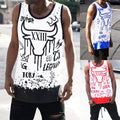 Victorious Men's Casual Bull Legend Graffiti Graphic Tank Top TT107