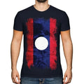 Laos Grunge Flagge Herren T-Shirt Lao Fußball Laotisches Geschenk