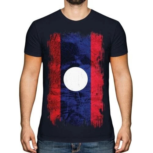 Laos Grunge Flagge Herren T-Shirt Lao Fußball Laotisches Geschenk