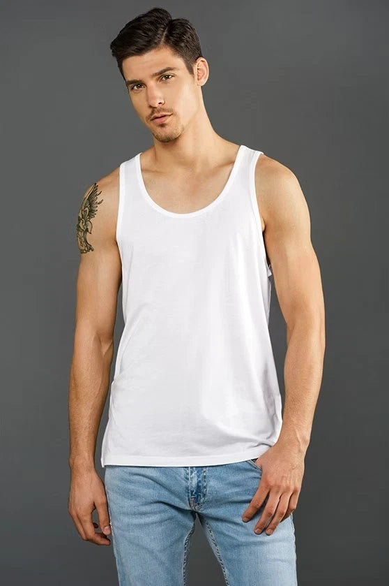 Blanks+ Unisex Fine Jersey Tank, Black, White, XS-2XL, Eco-Hybrid Cotton Blend