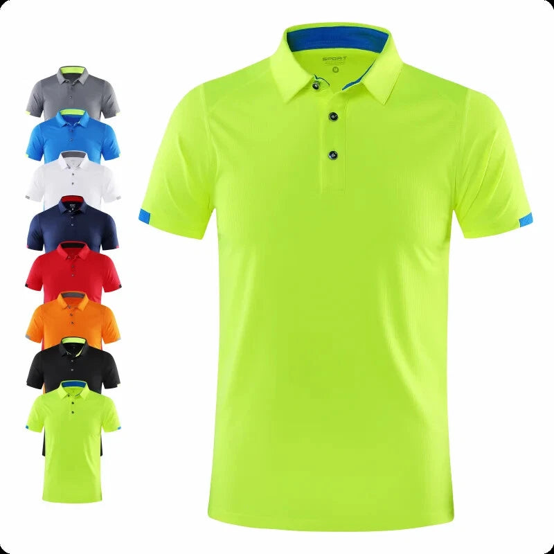 Mens T-Shirt Polo Neck Sports Gym Fitness Casual Running Jogging Quick Dry Tee