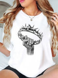 Dark Fantasy Crown T-Shirt - Vintage Gothic Hand Holding Crown Unisex Tee
