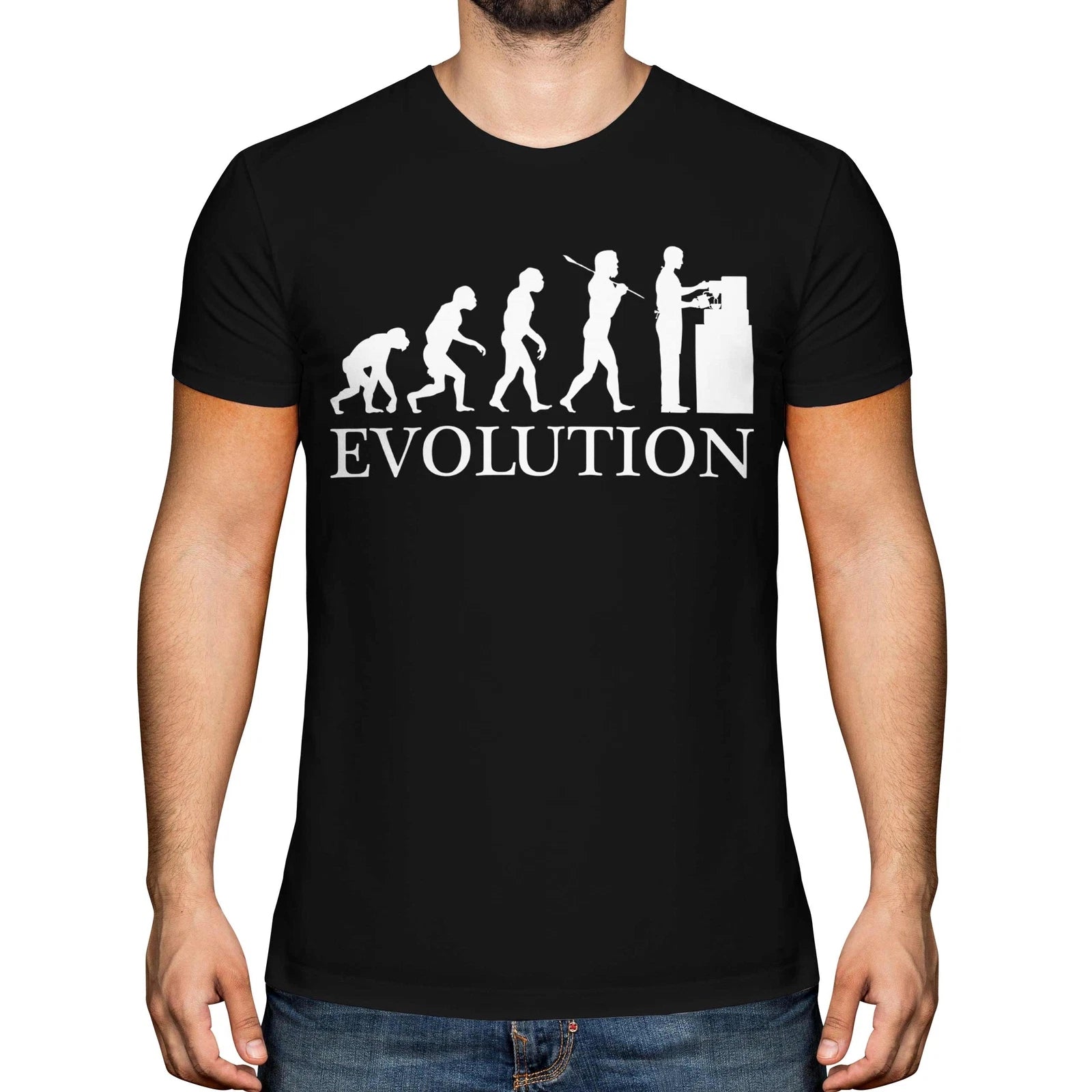 BARISTA EVOLUTION OF MAN MENS T-SHIRT TEE TOP GIFT COFFEE MAKING MACHINE LOVER