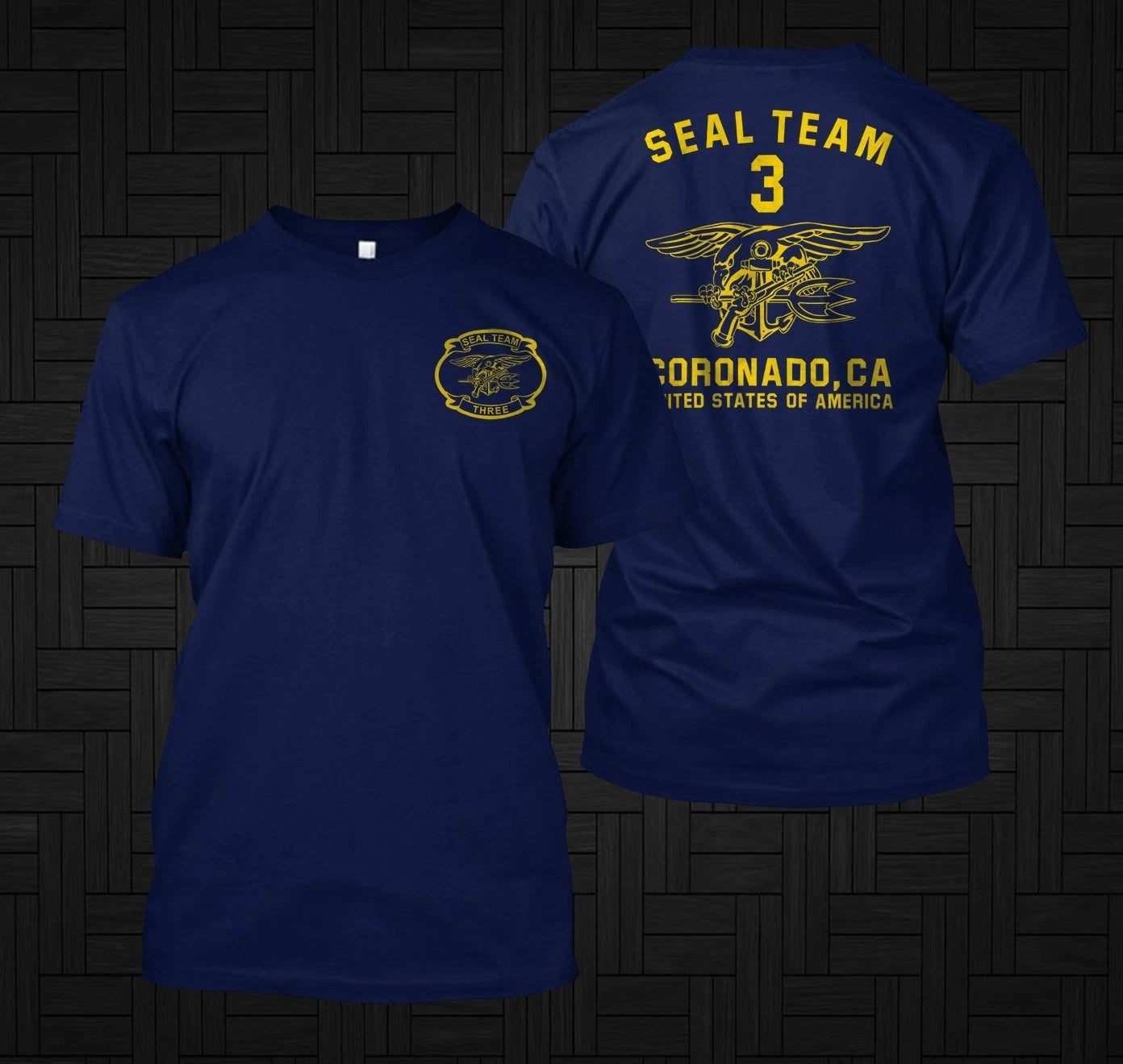 Navy SEAL Team Three DEVGRU Coronado -  Custom Men's Back and front T-Shirt Tee