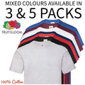 mens fruit of the loom t shirts 5  Pack Unisex Plain Cotton Bulk T-Shirt Mixed
