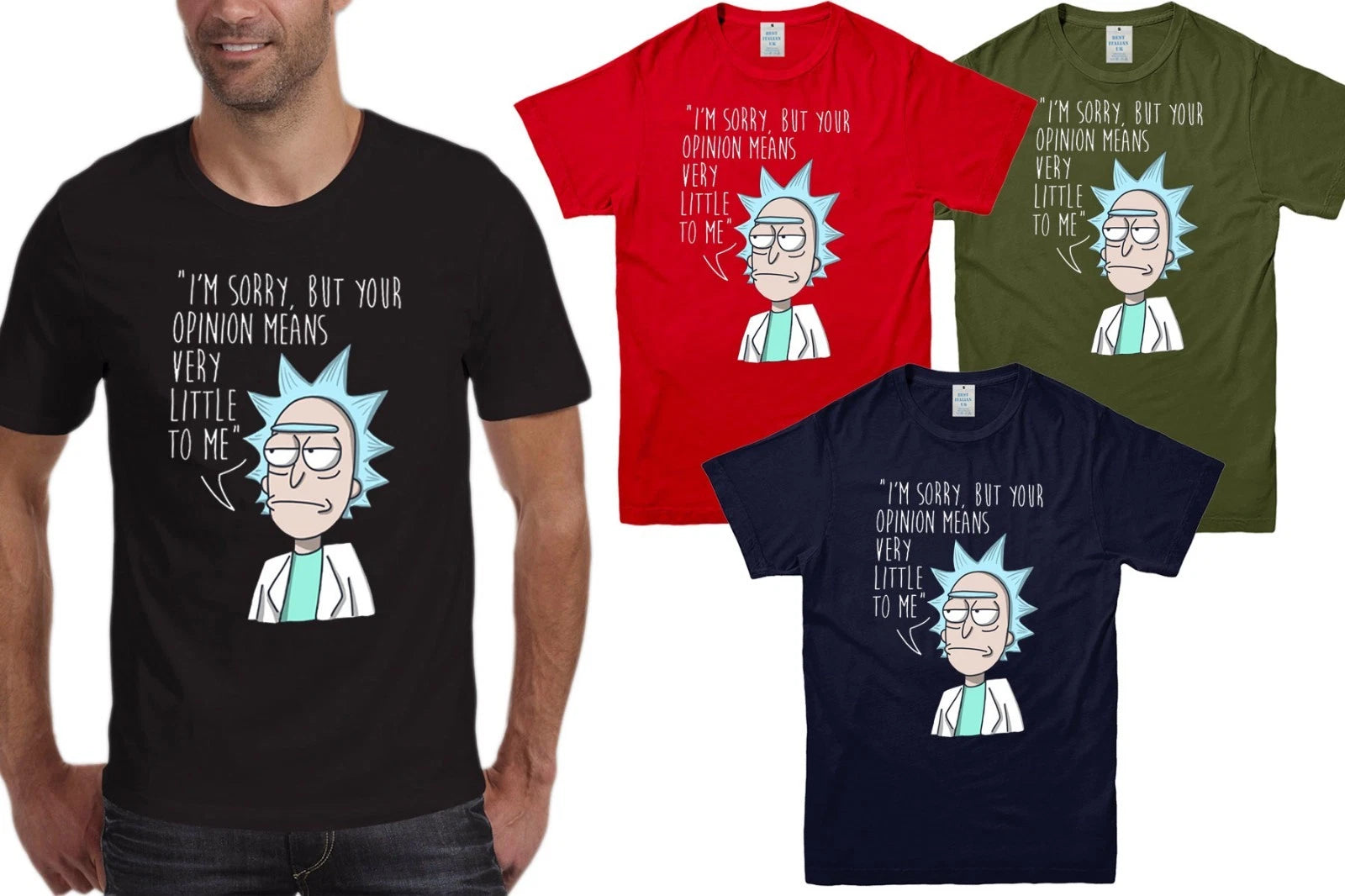 RICK MORTY T-SHIRT IM SORRY BUT YOUR OPINION FUNNY TEE CARTOON RETRO TEE UK GIFT