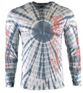 New Men's American Fighter Premium Long Sleeve Retro Tie Dye Blue T-Shirt Tee