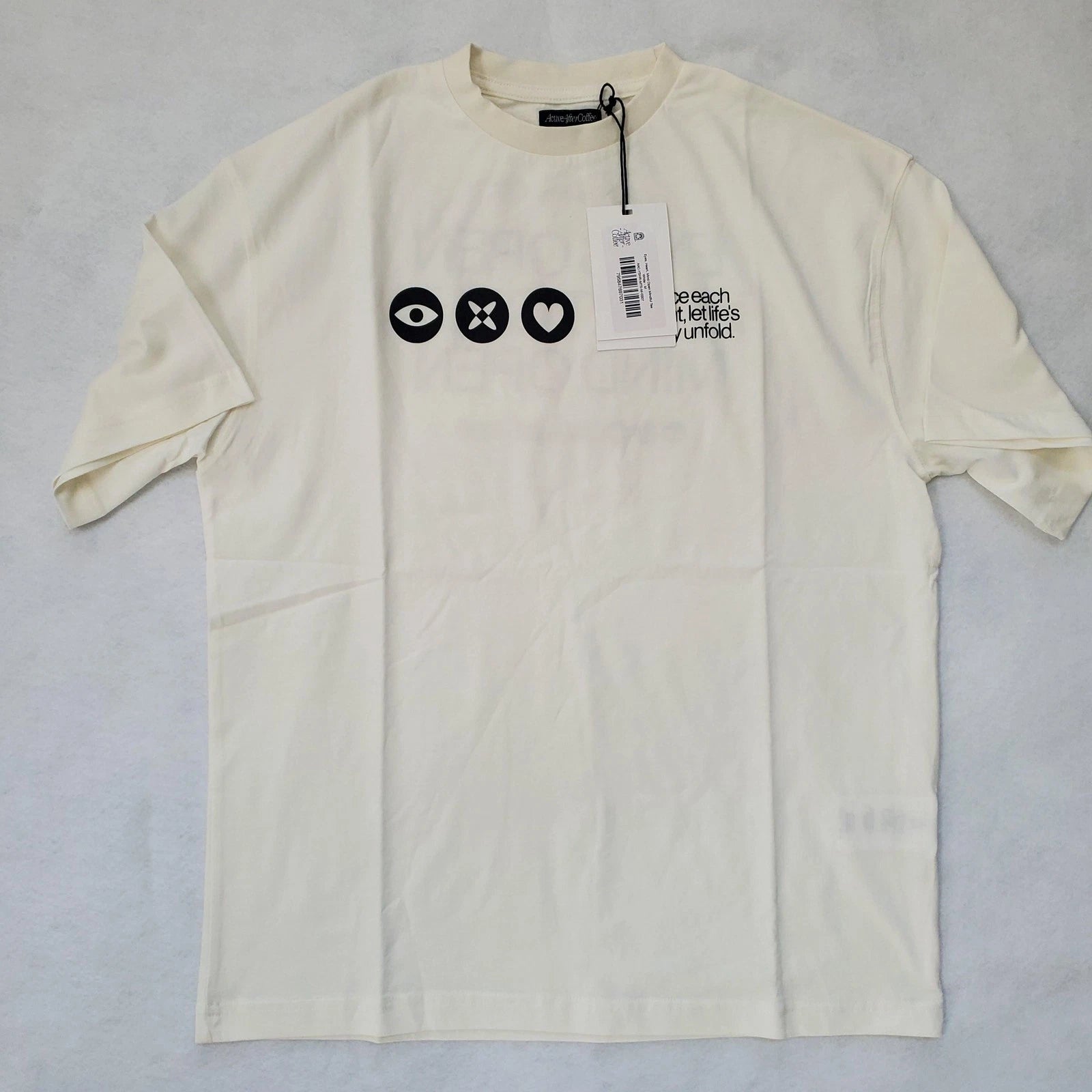 Active After Coffee Shirt Mens Medium White Eyes Heart Mind Open Tee Graphic