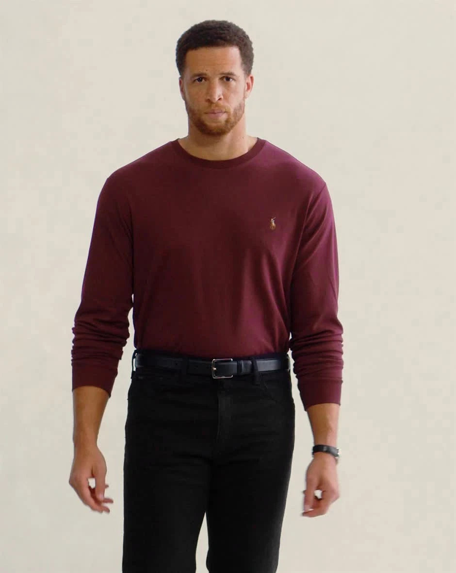 POLO RALPH LAUREN MEN'S L/S 4X BIG T-SHIRT~RED WINE~NWT