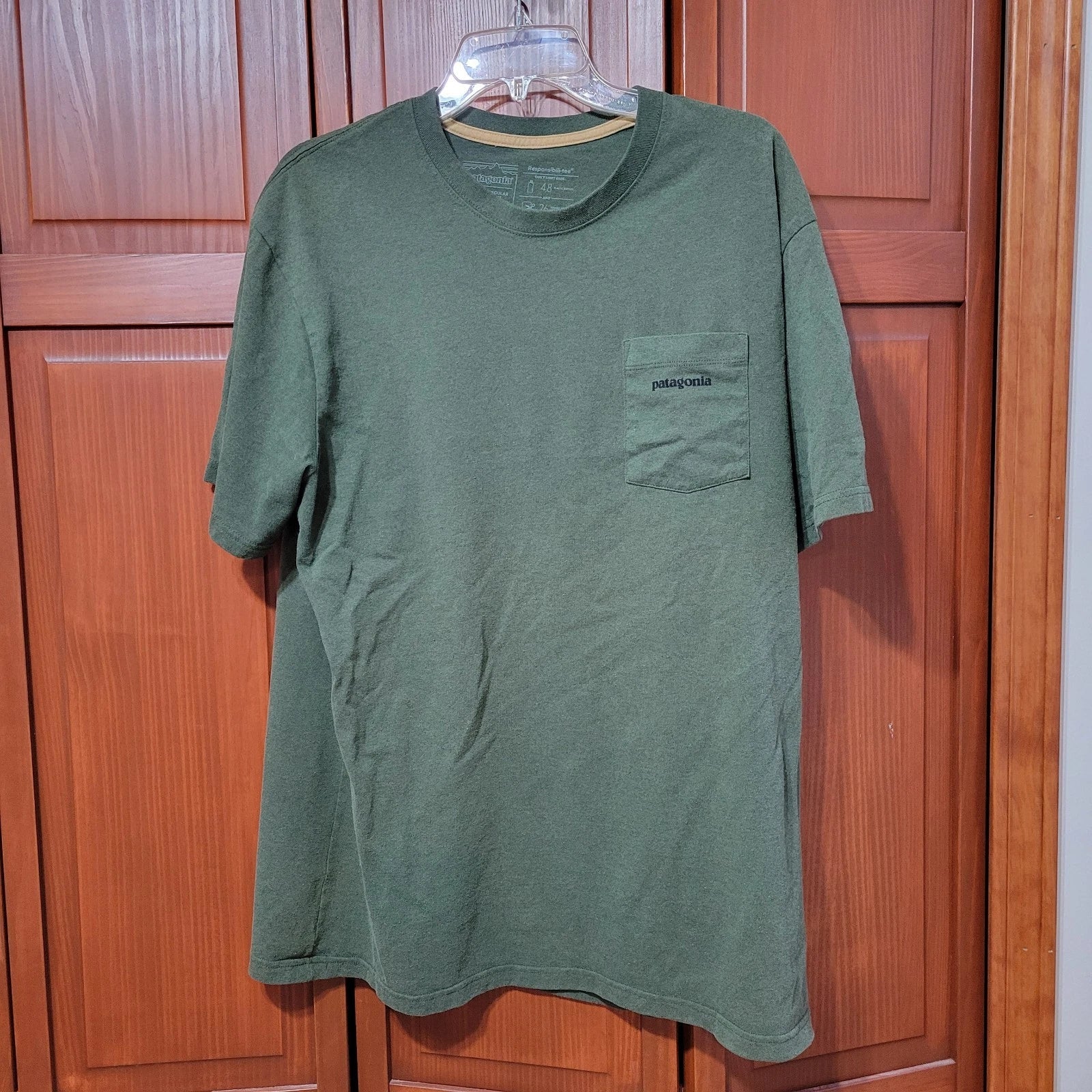 Patagonia Responsibili-tee Mens Dark Green Short Sleeve Casual Shirt XL