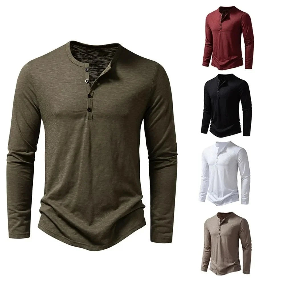 Men's T Shirts Long Sleeve T-shirt Mens Henley Neck Casual Daily Wear Basic Tops