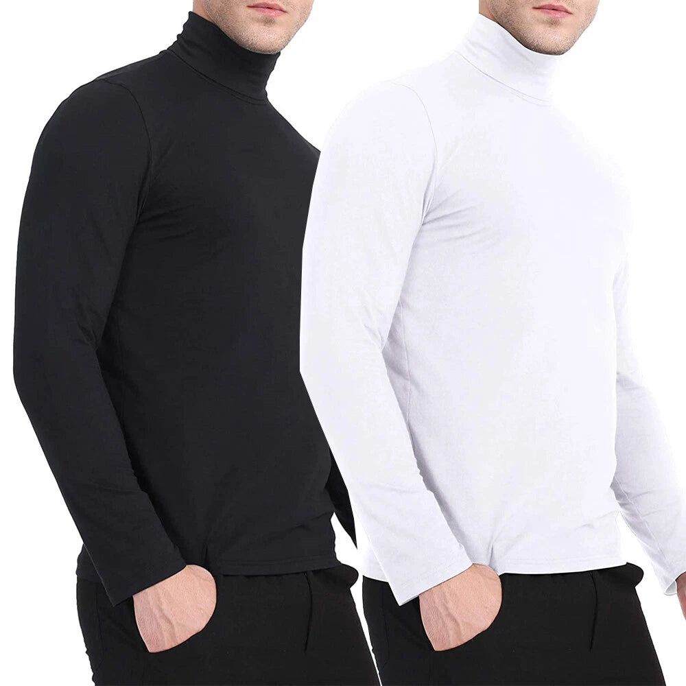 Mens Casual Slim Fit Pullover Sweaters Lightweight Turtleneck Thermal Basic Tops