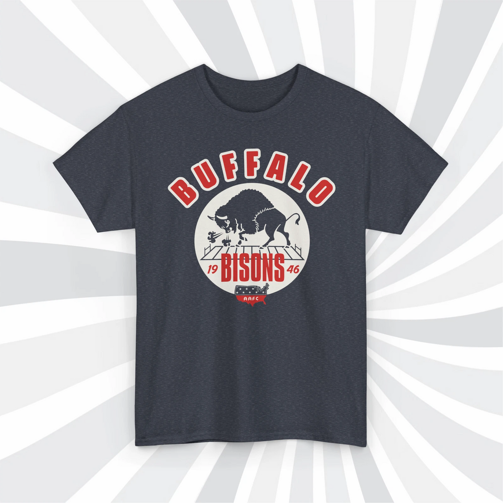 Buffalo Bisons 1946 AAFC Vintage Football Navy Heather T-Shirt - Bills