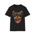 Patriotic Yorkie American Flag 4th of July T-Shirt | Dog Softstyle Tee