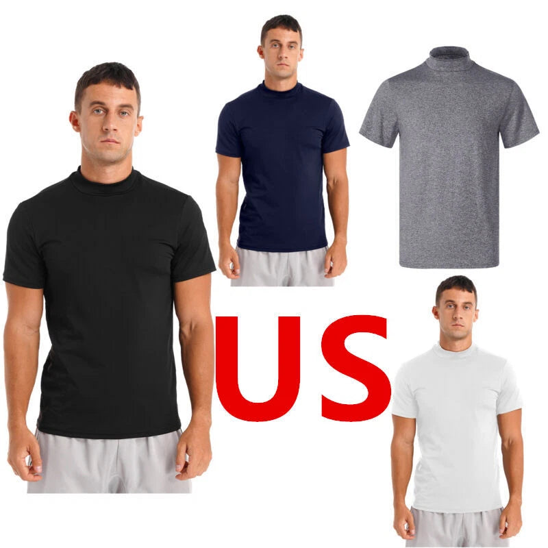Mens T-Shirts Basic Short Sleeve Slim Fit Undershirt Solid Pullover Tank Tops