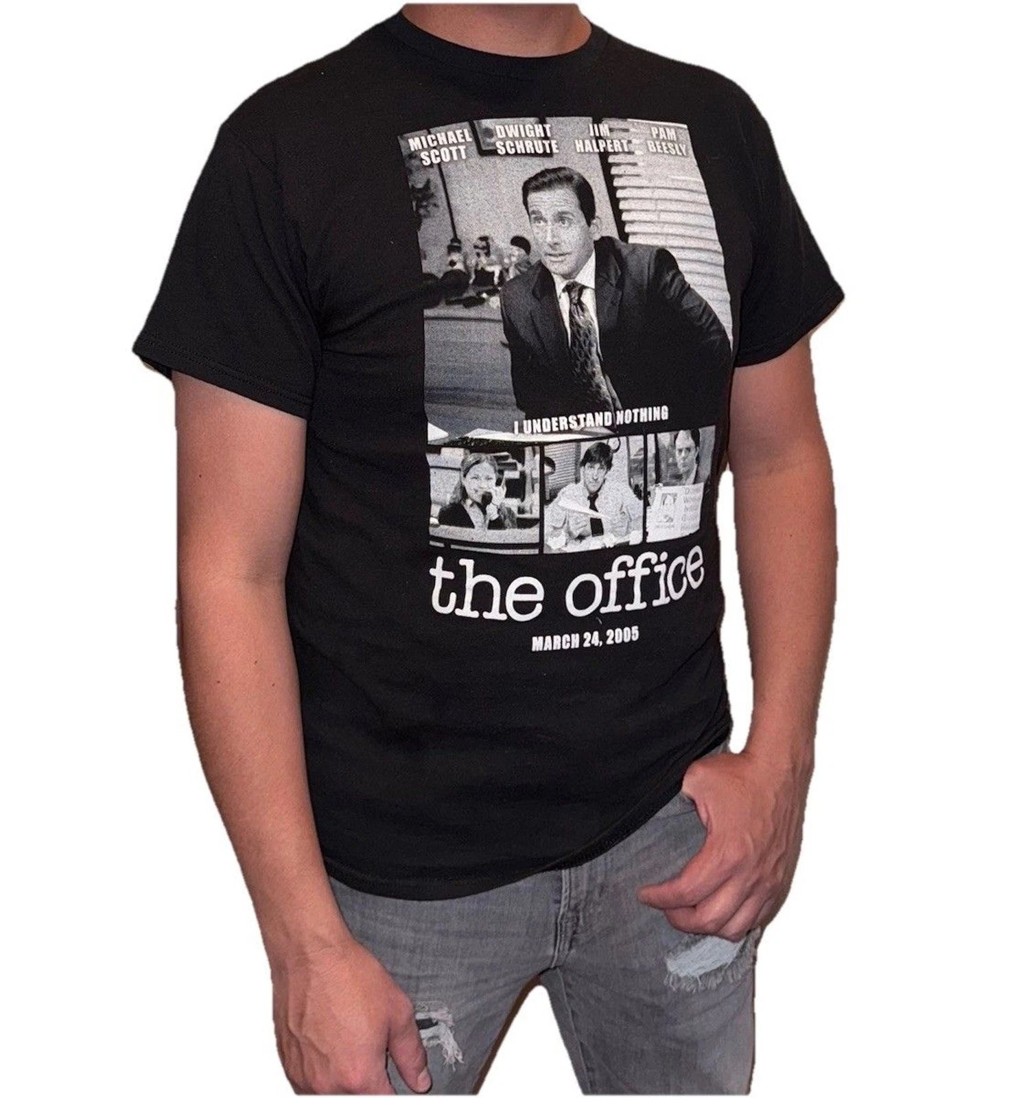 Retro The Office TV Show Premier Date T Shirt  March 24 05 Michael Scott Jim Pam