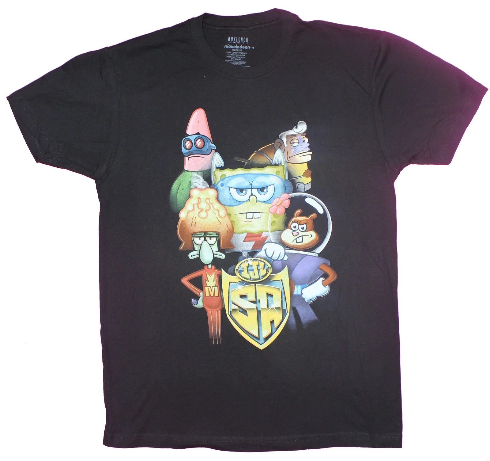 Spongebob Squarepants Adult New T-Shirt - SB Super Hero Group Pose