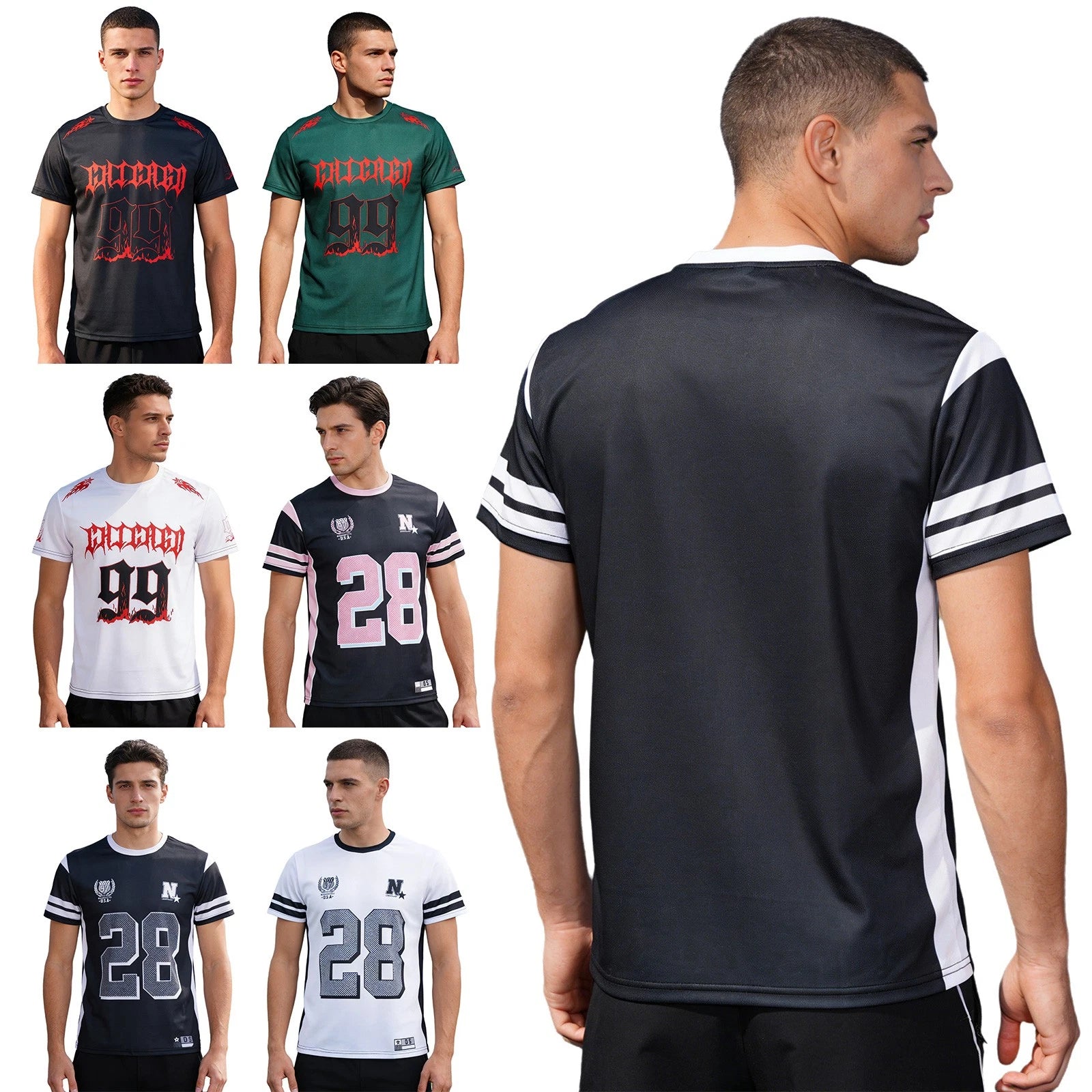 Men Top Basketball Tops Contrast Color T-shirt Short Sleeve Athletic Modern