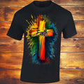 Faith Cross Painted, Black T-shirt, God Jesus Religious Joyful Christian Gift