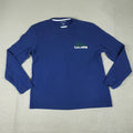 Lacoste T Shirt Mens Large Blue Thermal Pony Waffle Knit Long Sleeve *FADED*