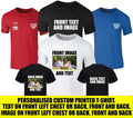 Personalised Custom Printed T-Shirt, Your Design, Custom Text, Custom Image Top