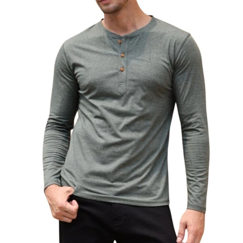 NWT NITAGUT Long Sleeve Henley T-Shirt L Slim Fit Lightweight LS Tee Minimalist