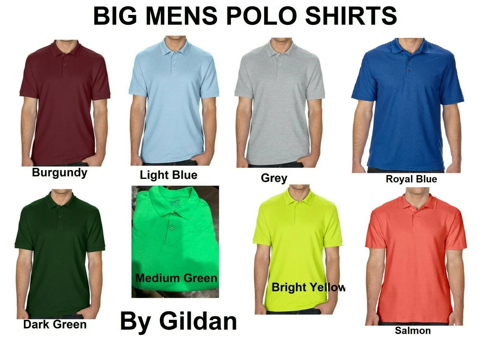 BIG LARGE Mens polo shirt GILDAN work wear casual workwear 2XL XXL  3XL XXXL NEW