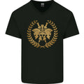 3 Sparta Helmets Gym Bodybuilding Training Mens V-Neck Cotton T-Shirt