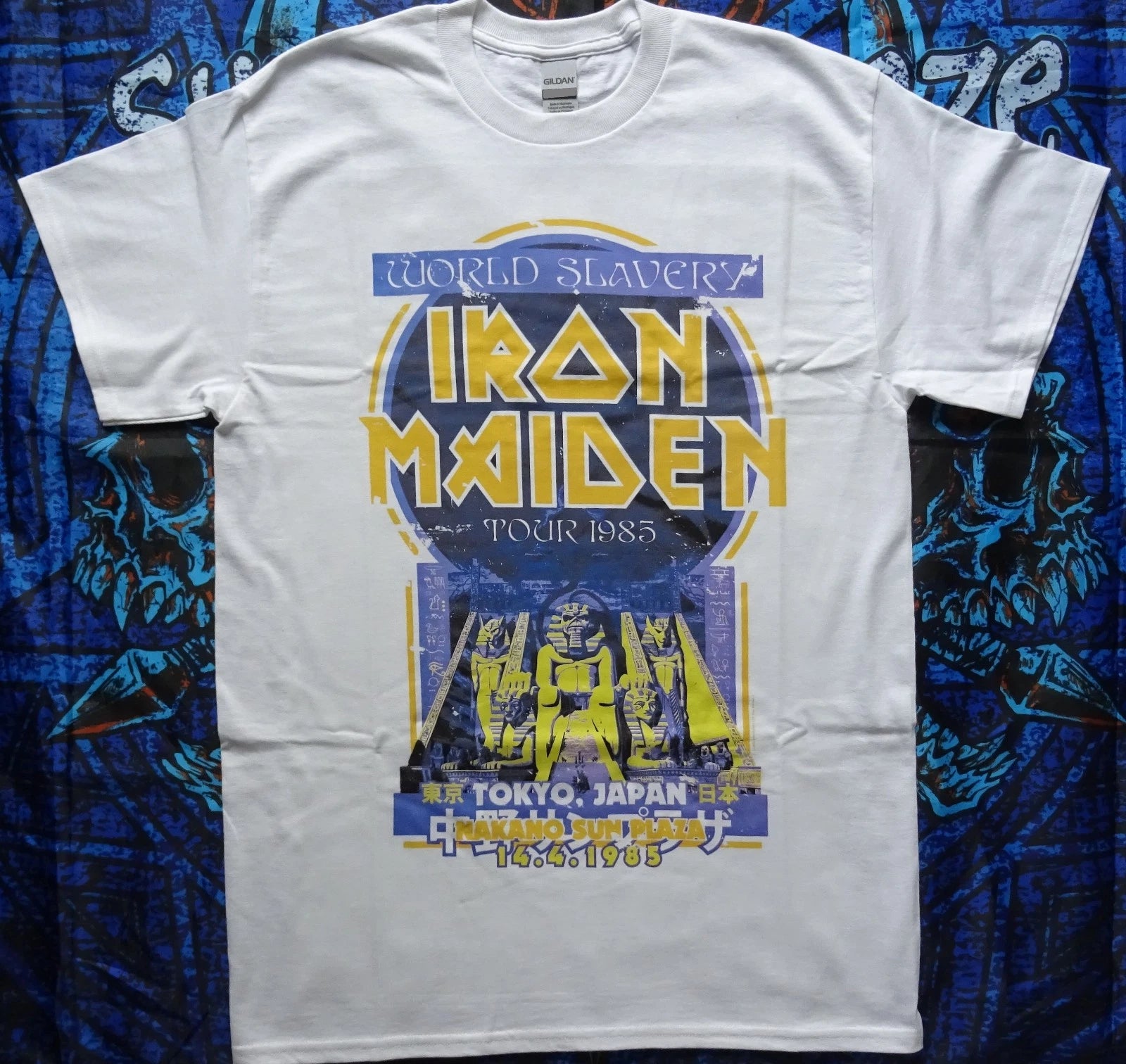 Iron Maiden Powerslave Free Shipping New Official T-Shirt Japan Flyer Tour 1985