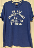 Homage The Office Superstitious Michael Scott T-Shirt Large Blue Funny Tee Soft