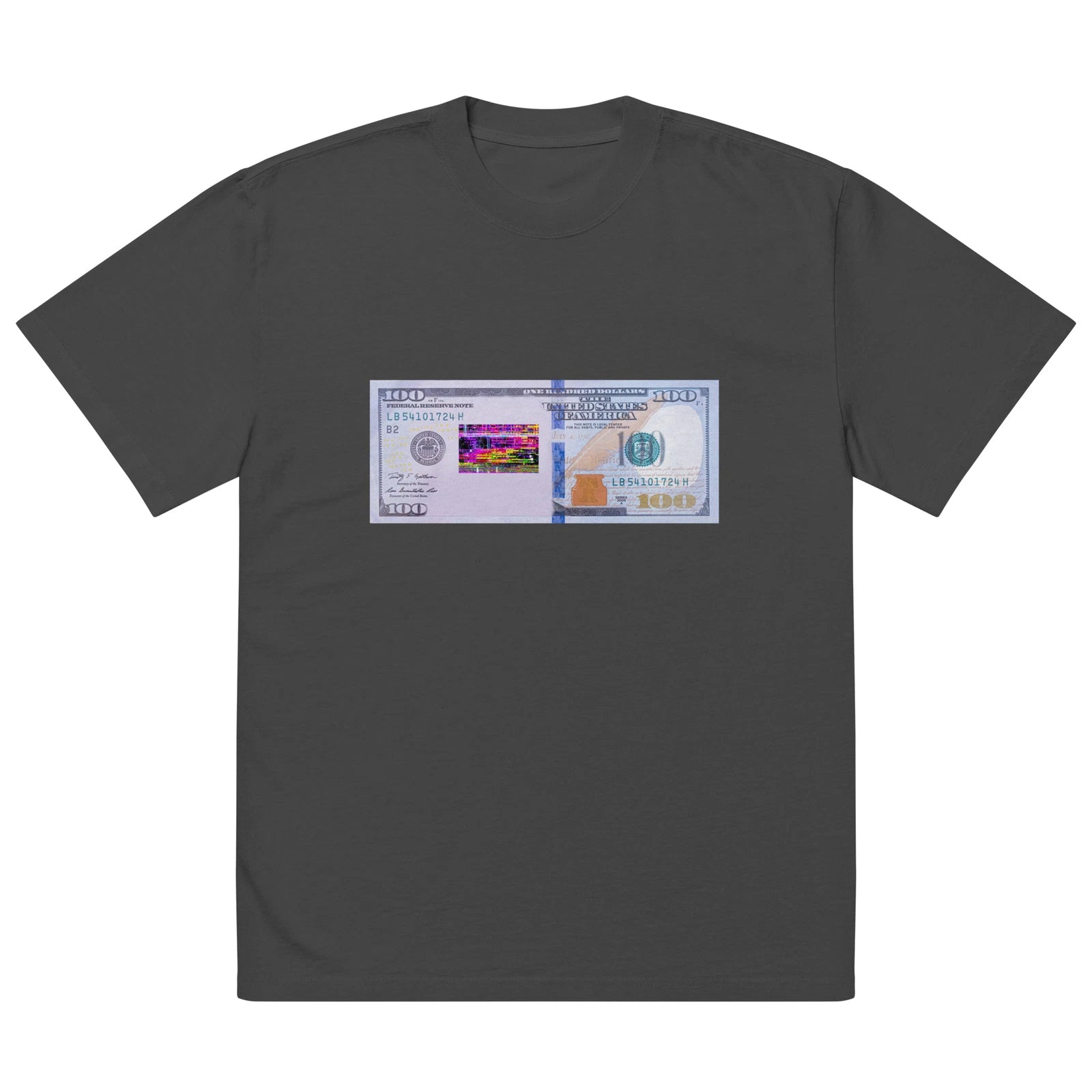 Oversized faded t shirt glitch dollar