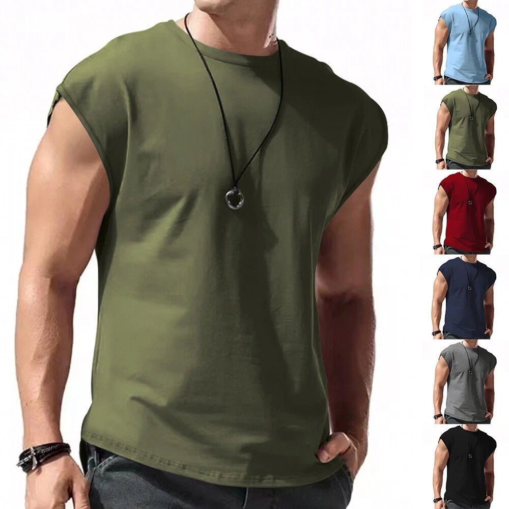 Mens Tank Top Muscle Gym Sleeveless Plain T-Shirts Tee Shirt Summer Fitness Tees