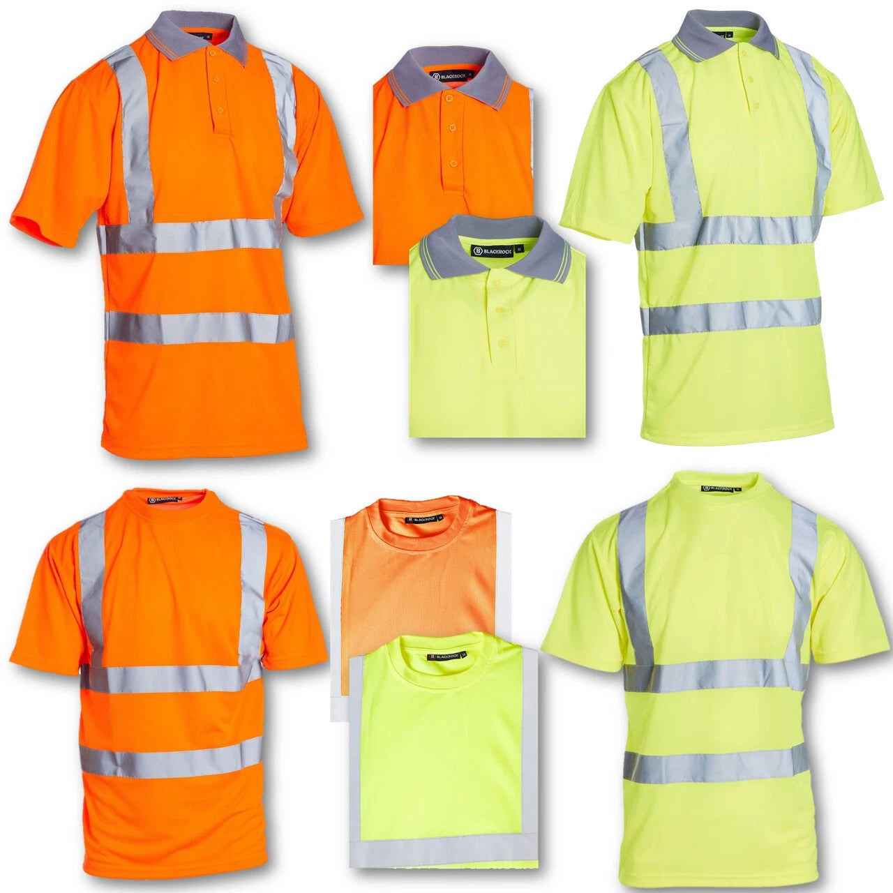 PREMIUM Hi Viz Visibility T Shirt Safety Work High Vis Short Sleeve POLO ROUND