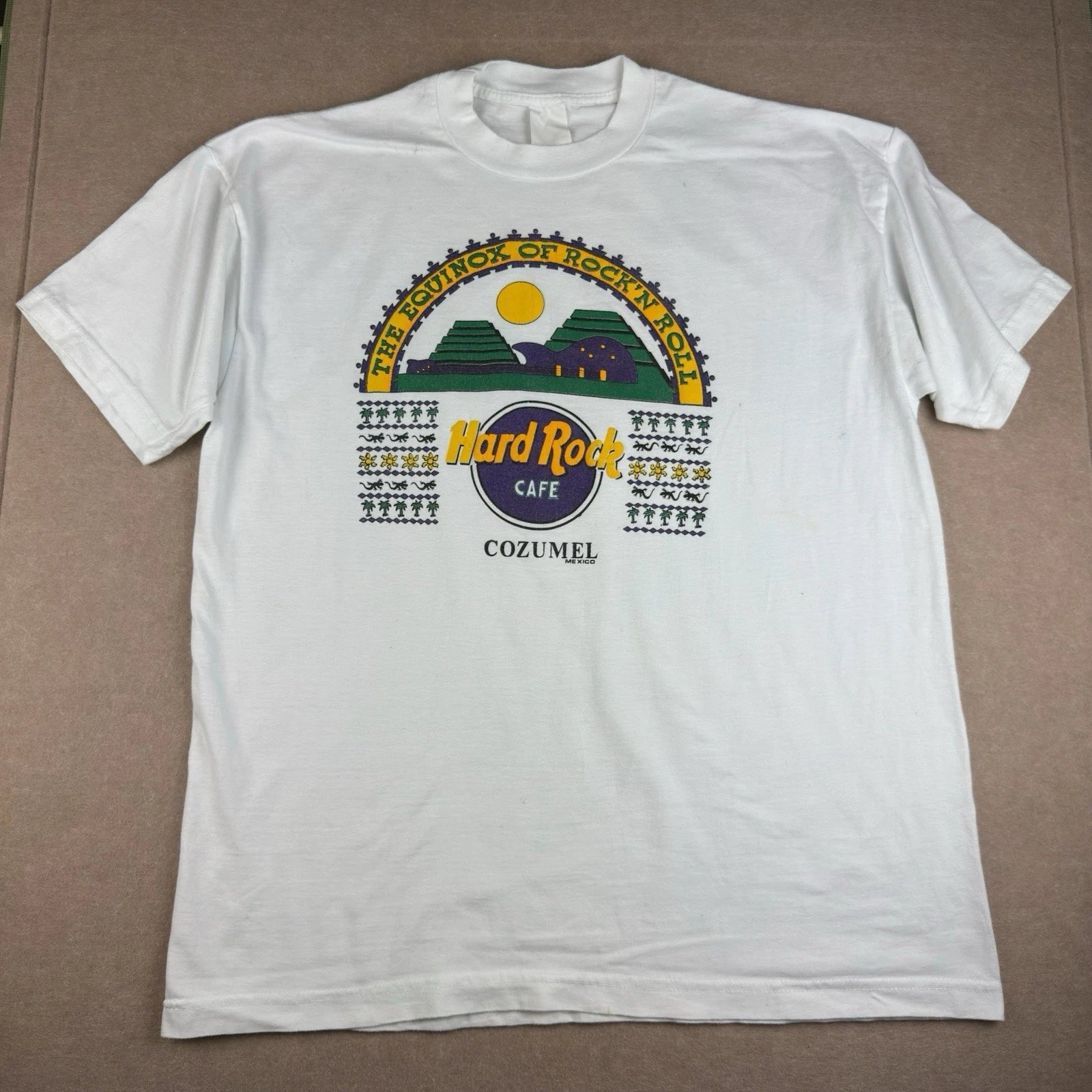 Y2K Hard Rock Cafe Cozumel T Shirt Men’s L White Graphic Tee Mexico Rock N Roll