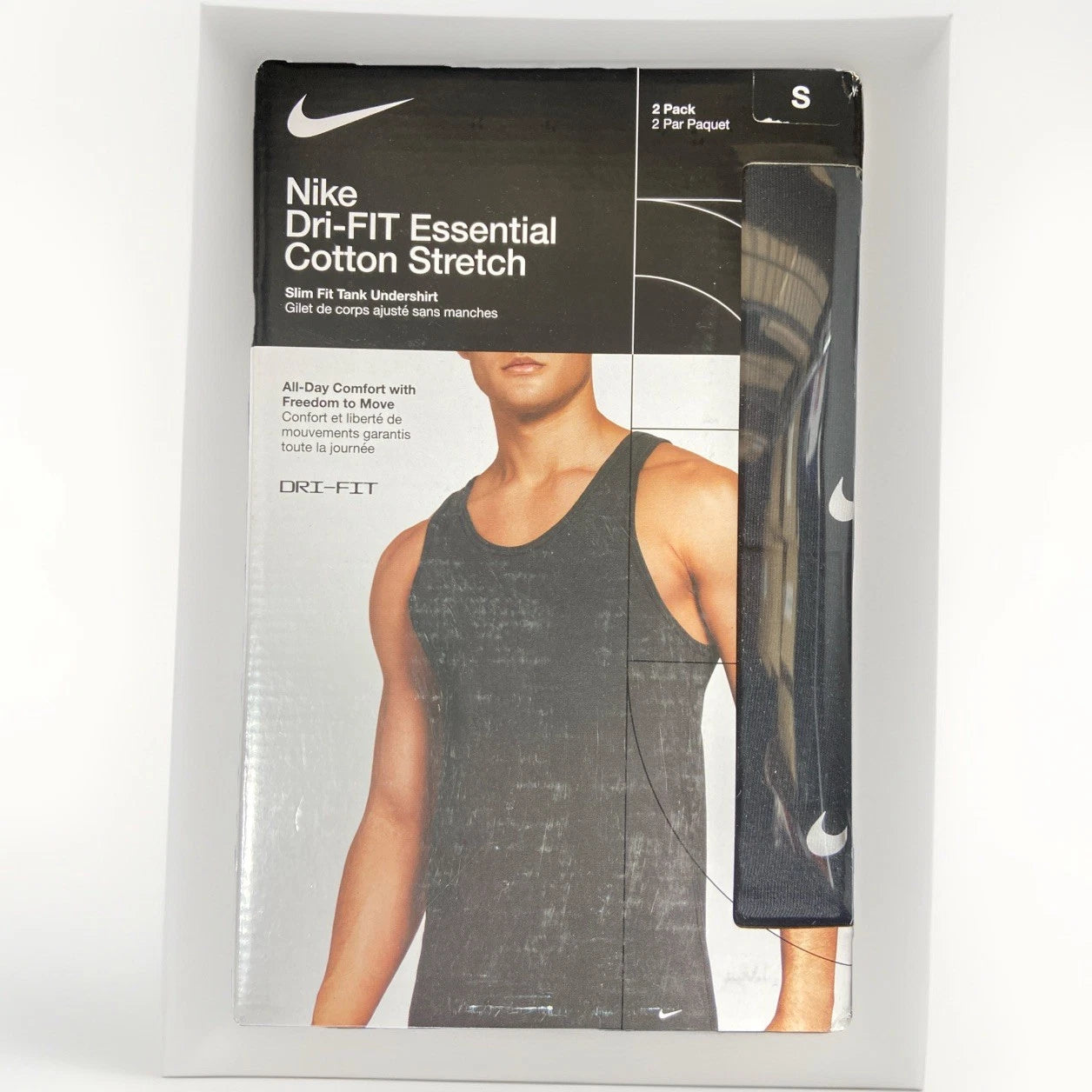 Nike Essential Cotton Stretch Slim Fit TANK 2 Pack Size S